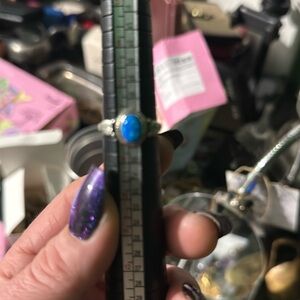 Blue Fire Opal And Sterling Silver Ring